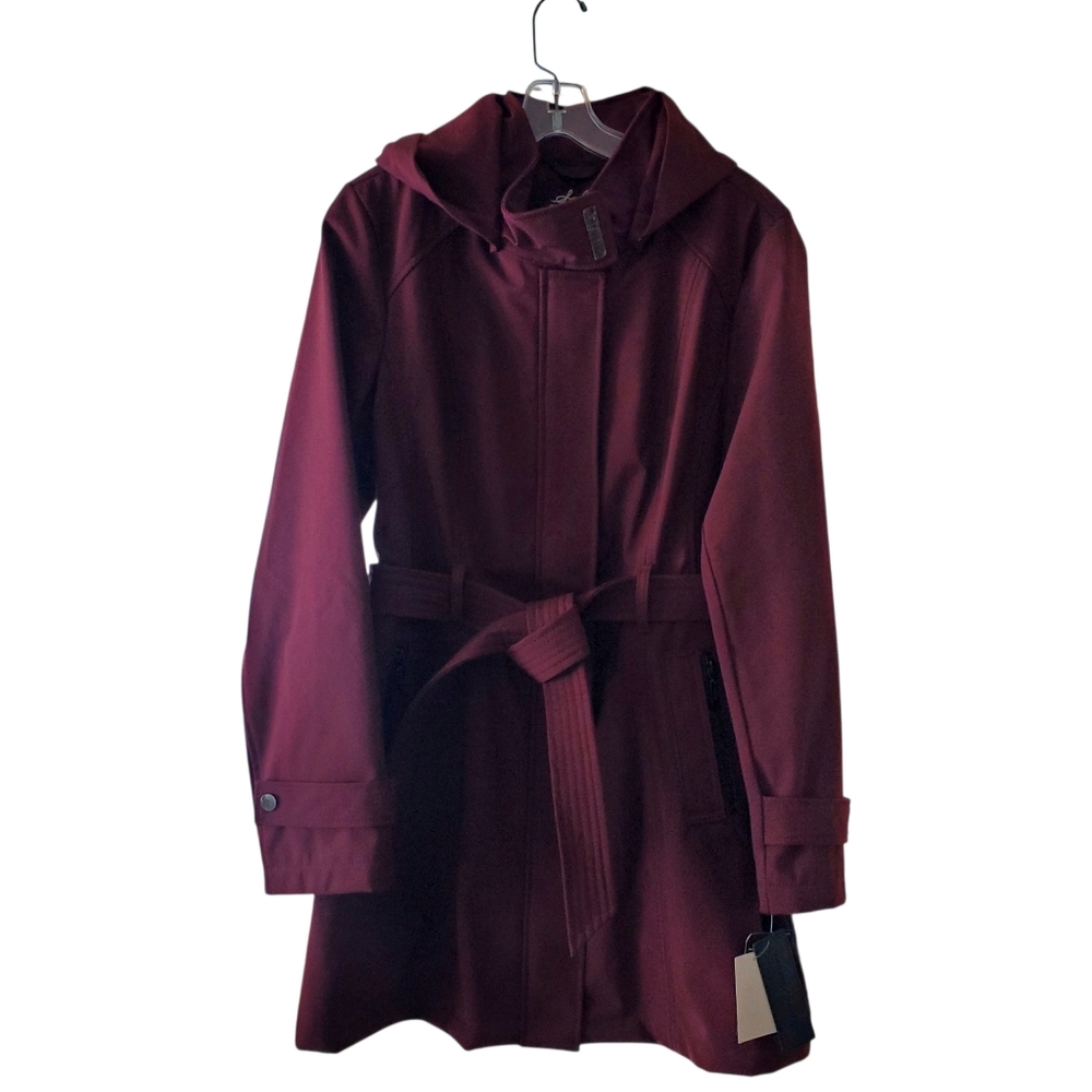 Sebby Burgundy Soft Shell Trench Coat Jacket Large